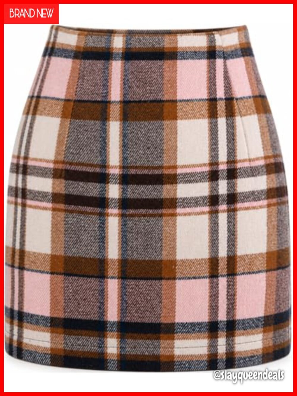 High Waist Plaid Pencil Mini Skort with Built-in Shorts